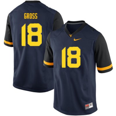 Men's West Virginia Mountaineers NCAA #18 Jaelen Gross Navy Authentic Nike Stitched College Football Jersey XY15T67FR